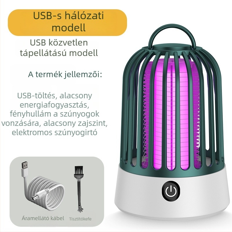 Elektromos szúnyogirtó lámpa UV csővel, 360° forgás, beépített 1001–1600mAh akkumulátor, USB töltés, beltéri használatra, 10㎡ lefedettség