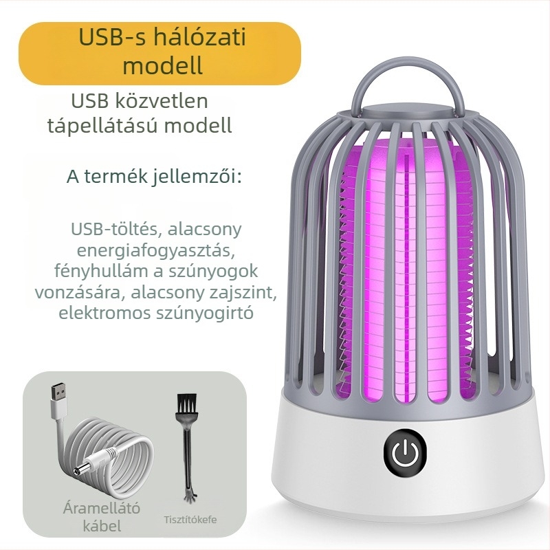 Elektromos szúnyogirtó lámpa UV csővel, 360° forgás, beépített 1001–1600mAh akkumulátor, USB töltés, beltéri használatra, 10㎡ lefedettség