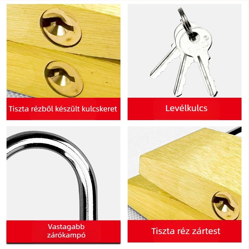 Sárgaréz lakat – XB márka, Háztartási lakat, Modell Brass, Modern egyszerű stílus, Alkalmazási terület: Egyéb