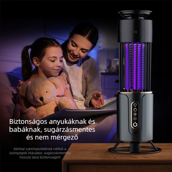 USB-töltésű szúnyogirtó lámpa elektrosokk-kal, csendes működés, beltéri és kültéri használatra, hordozható éjszakai fény