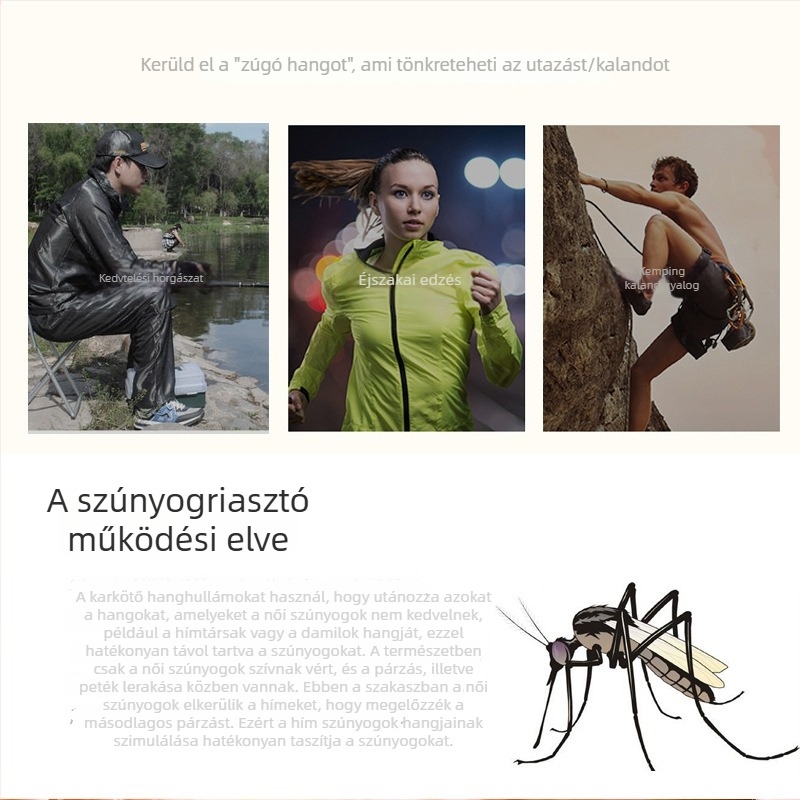 DIROSE Ultrahangos szúnyogriasztó karkötő pedométerrel, beépített akkumulátor 500 mAh-ig, 10 m² lefedettség, ABS ház