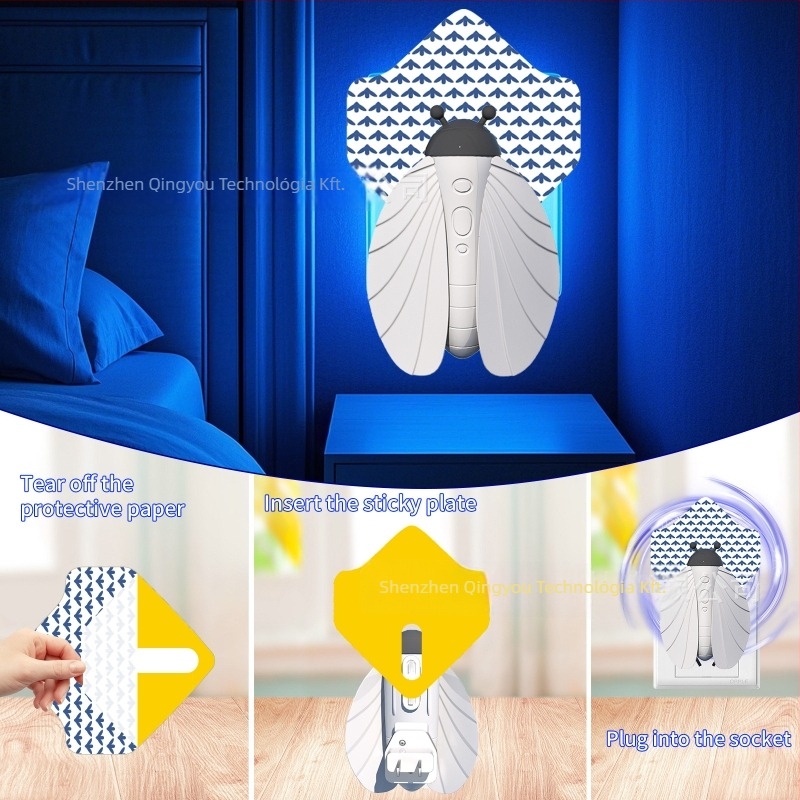 LED-s szúnyogirtó ragasztóval, dugaszolós működés, 21–30 m²-es helyiségekhez, PP burkolat, 0,23 kg