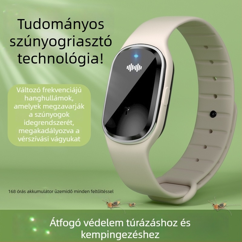 Ultrahangos elektronikus szúnyogriasztó óra, M1 modell, újratölthető, 5V, kültéri használatra