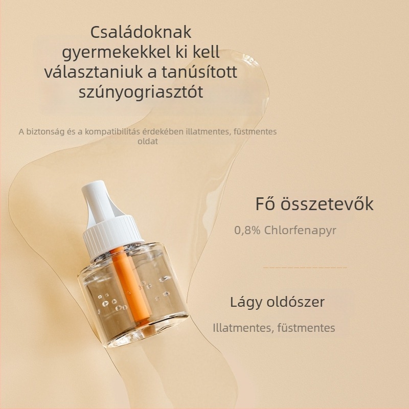 Elektromos szúnyogriasztó folyadék csecsemők és terhes nők számára, LED lámpa 11–20 m²-re, éjszakai fény, akkumulátor nélkül