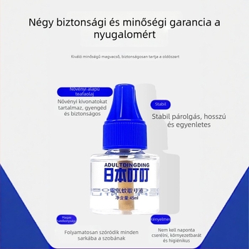 Elektromos szúnyogriasztó folyadék, 45 ml, illatmentes, beltéri használatra, megfelelő anyáknak és csecsemőknek