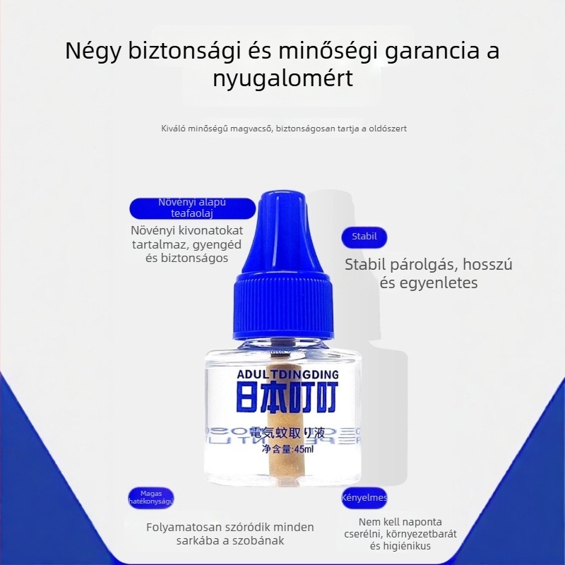 Elektromos szúnyogriasztó folyadék, 45 ml, illatmentes, beltéri használatra, megfelelő anyáknak és csecsemőknek