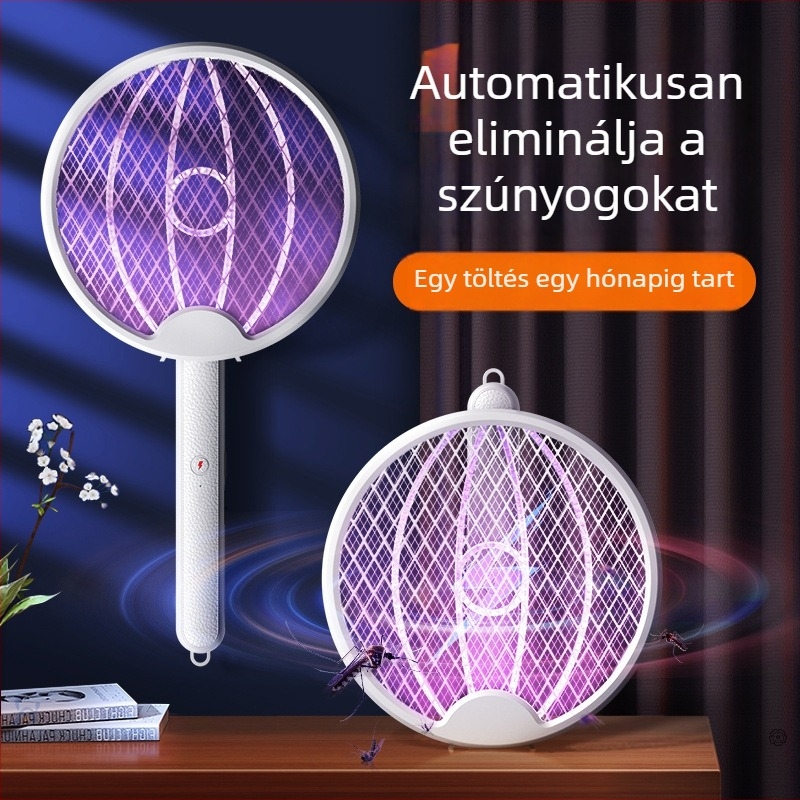 Elektromos szúnyogcsapó – összecsukható négy‑in‑egy szúnyogirtó lámpa, beépített akkumulátor, magasfeszültségű háló, 11–20㎡ lefedettség, töltési idő 3–5 óra