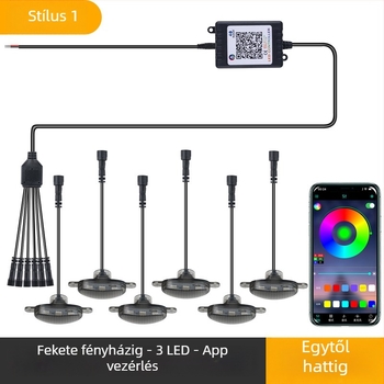 Autó grill LED nappali világítás, App-vezérlésű RGB, modell App-rgb-f1, 12V, 5W, 0.5A, univerzális típus