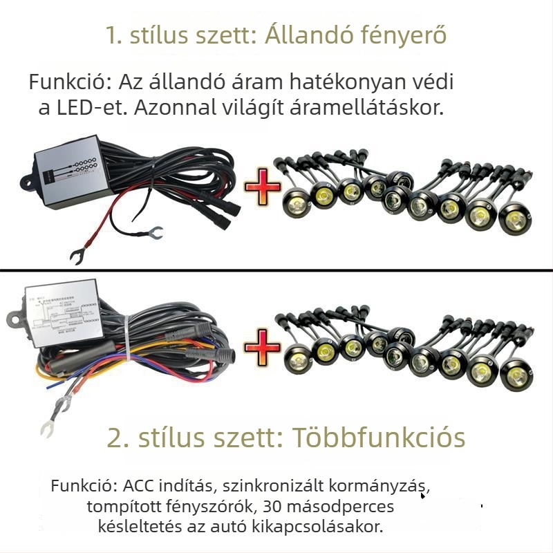 Univerzális Eagle Eye LED nappali világítás, nagy fényerő, vízálló, nagy teljesítményű, sárga riasztó fény
