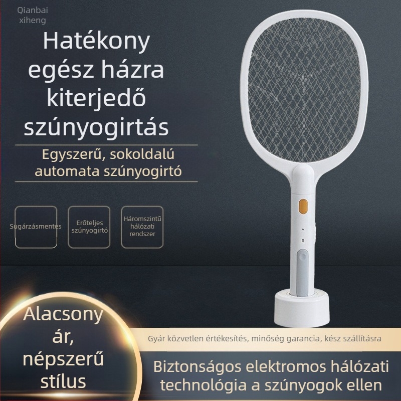 2 az 1-ben LED-es elektromos szúnyogcsapó háztartási használatra, 41–60 m²-es lefedettséggel, beépített 501–800 mAh akkumulátor, 5–8 órás töltési idő, állítható teljesítményszintek