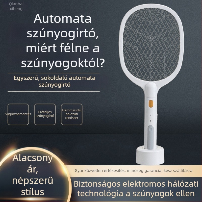 2 az 1-ben LED-es elektromos szúnyogcsapó háztartási használatra, 41–60 m²-es lefedettséggel, beépített 501–800 mAh akkumulátor, 5–8 órás töltési idő, állítható teljesítményszintek