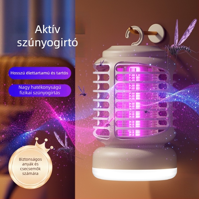 Kültéri USB-s szúnyogirtó lámpa elektromos sokk-al, beépített akkumulátorral és környezeti világítással