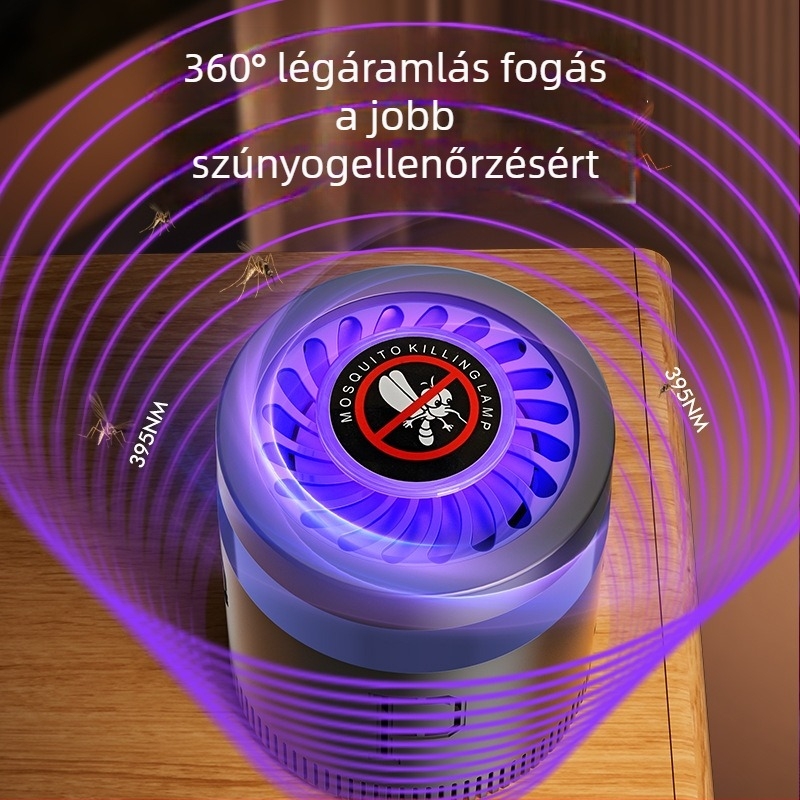Beszívó szúnyogirtó lámpa, 21–30 m²-es lefedettség, LED fényforrás, ventillátoros csapda, PP burkolat, nincs beépített akkumulátor