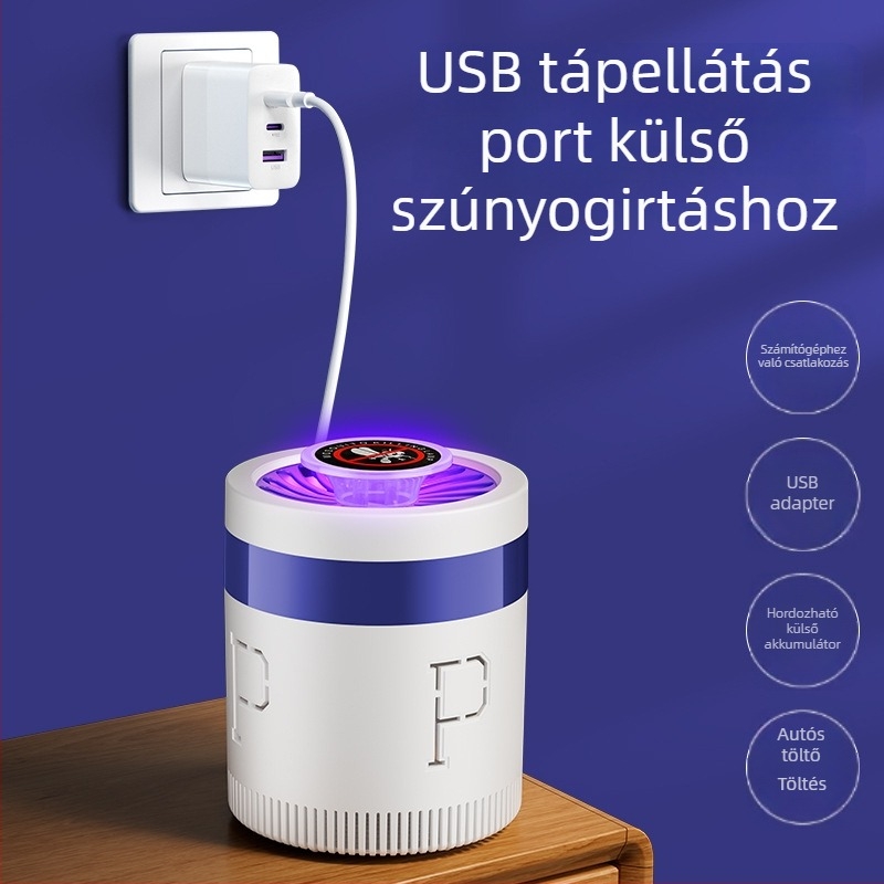 Beszívó szúnyogirtó lámpa, 21–30 m²-es lefedettség, LED fényforrás, ventillátoros csapda, PP burkolat, nincs beépített akkumulátor