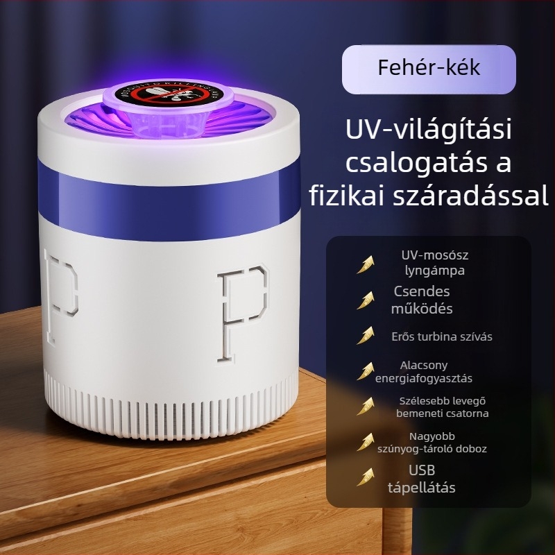 Beszívó szúnyogirtó lámpa, 21–30 m²-es lefedettség, LED fényforrás, ventillátoros csapda, PP burkolat, nincs beépített akkumulátor