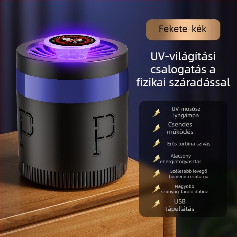 Beszívó szúnyogirtó lámpa, 21–30 m²-es lefedettség, LED fényforrás, ventillátoros csapda, PP burkolat, nincs beépített akkumulátor