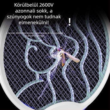 2-in-1 elektromos szúnyogírtó LED-es csapdával, kézi kivitelhez alap, akár 10 m²-re, beépített akkumulátor max 500 mAh, töltési idő 1–3 óra, üzemidő max 1 óra
