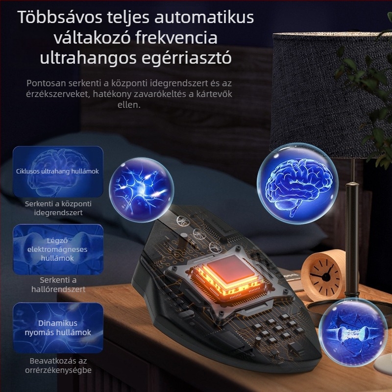 Otthoni ultrahangos kártevőriasztó többfrekvenciás ciklussal, nagy teljesítményű, szúnyogok, rovarok és rágcsálók ellen