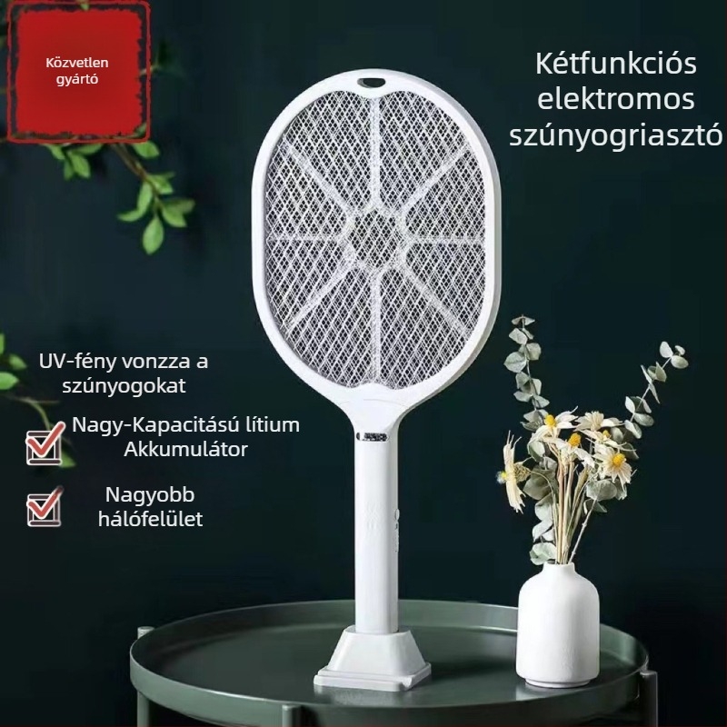 Kétfunkciós, újratölthető elektromos szúnyogirtó és csapda LED-del, 11–20 m²-hez, beépített 1001–1600 mAh akkumulátor, töltési idő 1–3 óra, üzemidő 6–8 óra