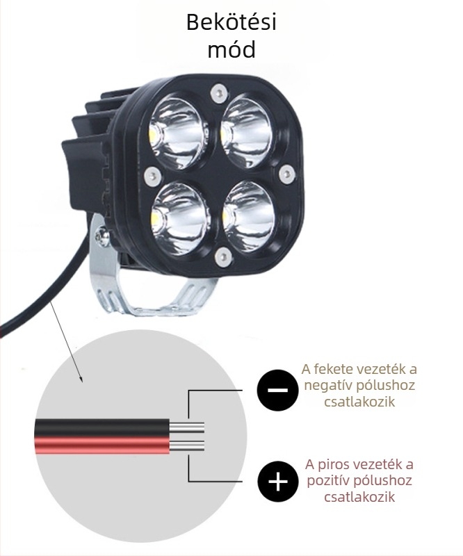 LED spotlámpa motorkerékpárhoz és terepjáróhoz — dupla fehér és sárga elülső világítás