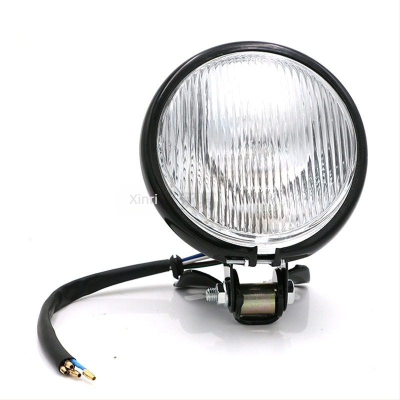 Fém motorkerékpár fényszóró, retro stílus, kerek lencse, 12V, 35W, közel- és távoli fény, modell xrl-200