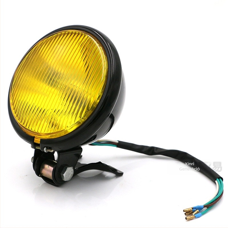 Fém motorkerékpár fényszóró, retro stílus, kerek lencse, 12V, 35W, közel- és távoli fény, modell xrl-200