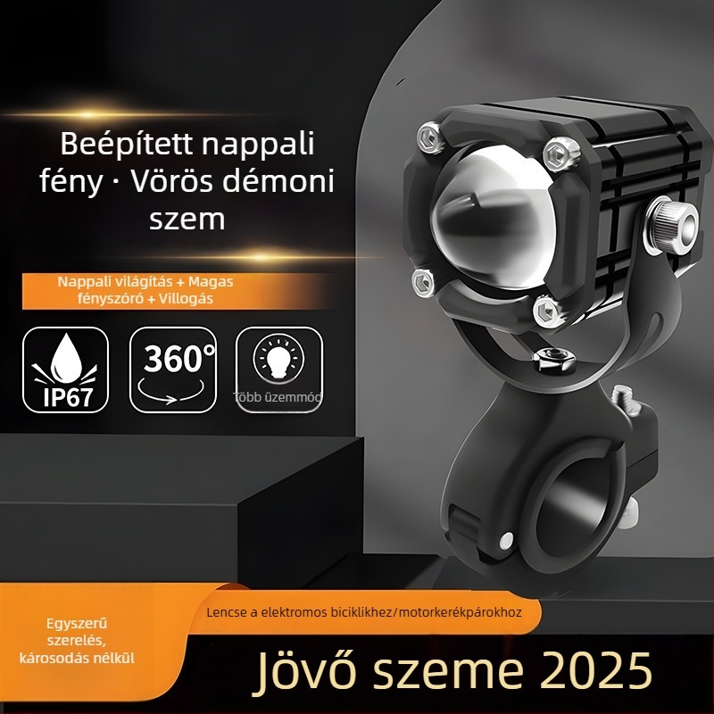 Külső LED spotlámpa elektromos motorkerékpárokhoz tangens lencsével a magas- és alacsony fényhez