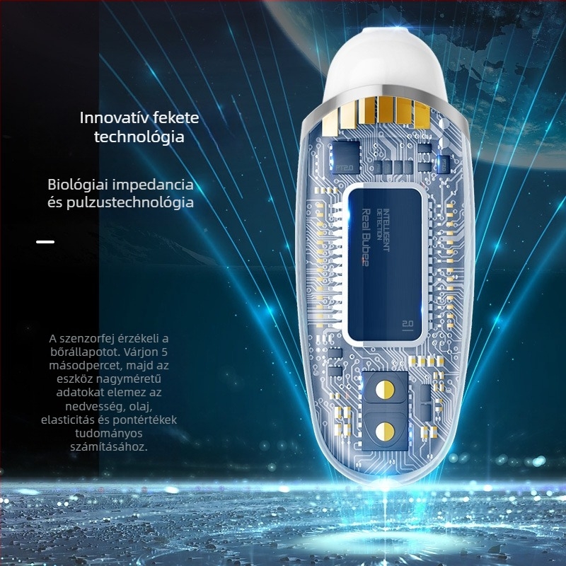 Okos bőrvizsgáló a bőr nedvességének és zsírtartalmának mérésére otthoni használatra, IPX7 vízálló, beépített 800–1000 mAh akkumulátor, hordozható