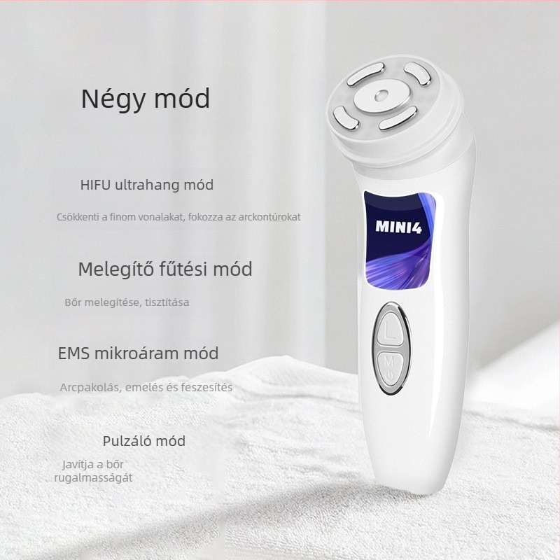 Újratölthető negyedik generációs HIFU ultrahangos arckezelő készülék RF-vel és EMS mikroárammal, beépített 1200–2000 mAh akkumulátor