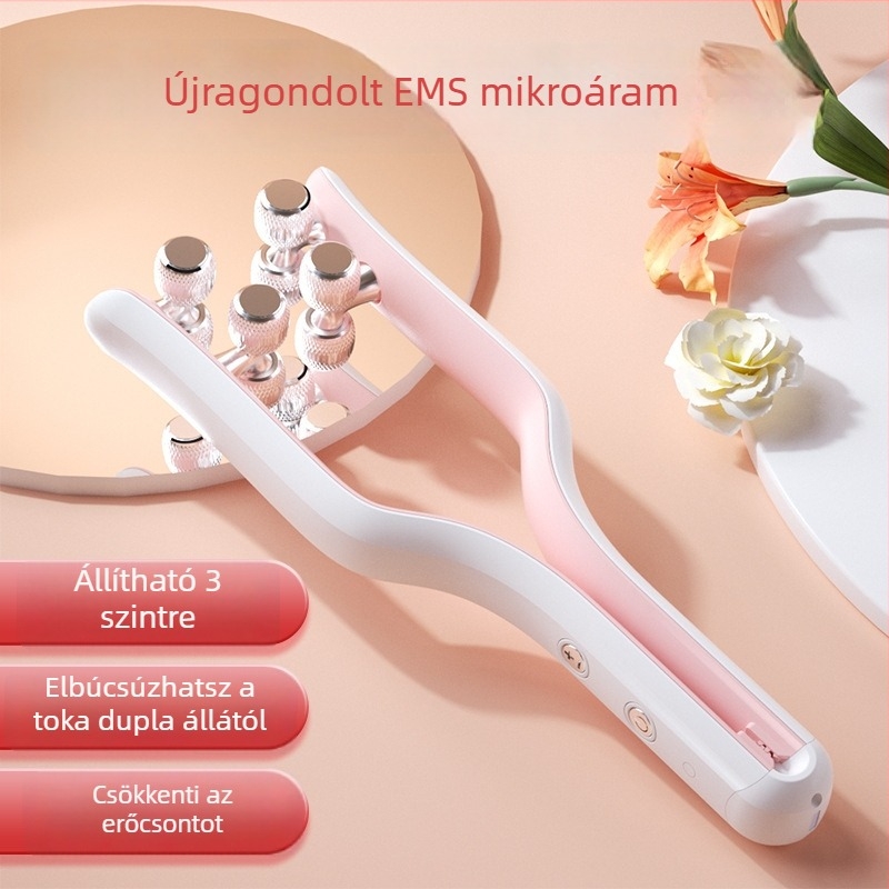 Mikroáramú arcmasszírozó – hordozható, dupla toka formázó, beépített 800-1000 mAh akkumulátor, IPX8 vízálló