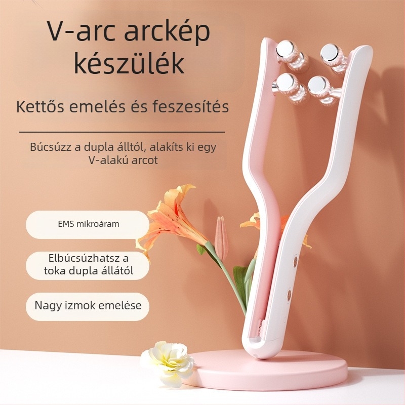 Mikroáramú arcmasszírozó – hordozható, dupla toka formázó, beépített 800-1000 mAh akkumulátor, IPX8 vízálló