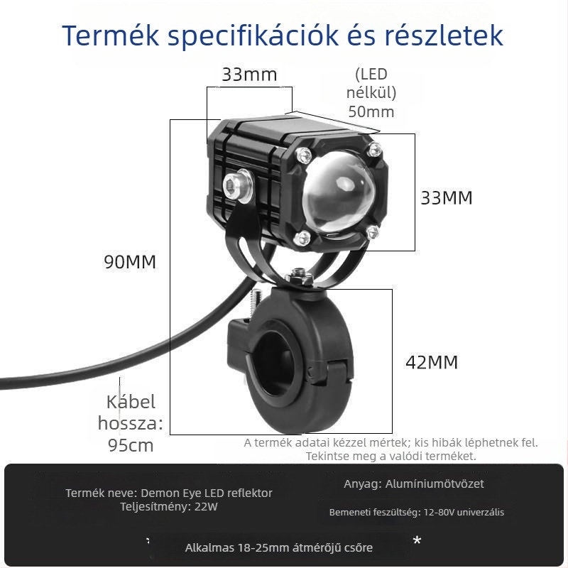 Motorkerékpár Démon Szem Reflektor, villogó piros fény, új lencse, távoli és közeli sugárzás, 8V