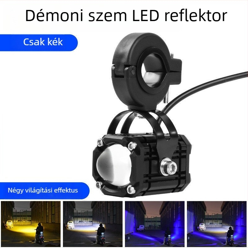 Motorkerékpár Démon Szem Reflektor, villogó piros fény, új lencse, távoli és közeli sugárzás, 8V