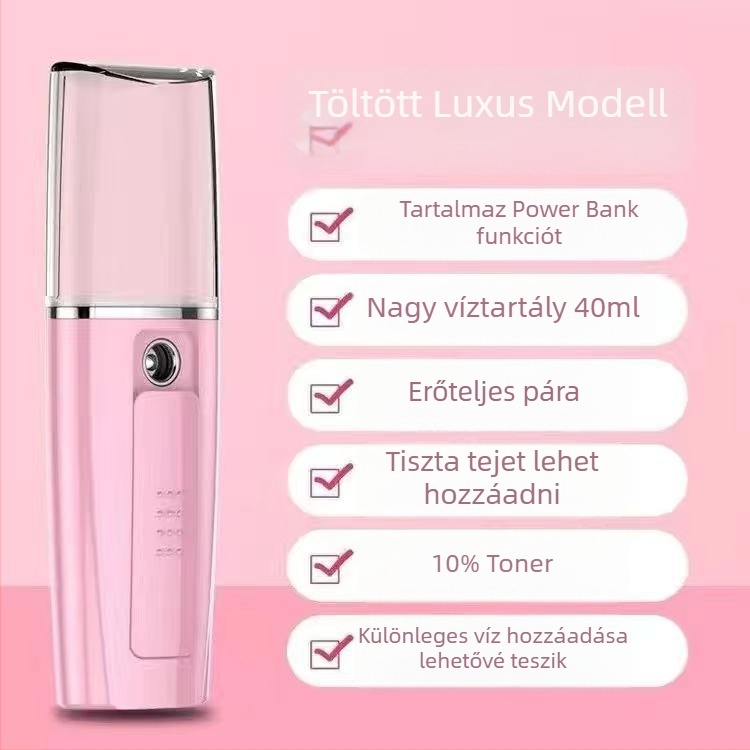 Arc hidratáló permetező készülék, hordozható, újratölthető szépség eszköz, Modell 008, hideg permet, legfeljebb 10 s