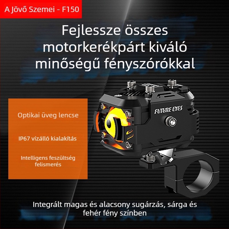 F150 motorkerékpár LED reflektor, 60W, 12-36V, 15-20A, alumínium ötvözetes ház, 5 éves élettartam
