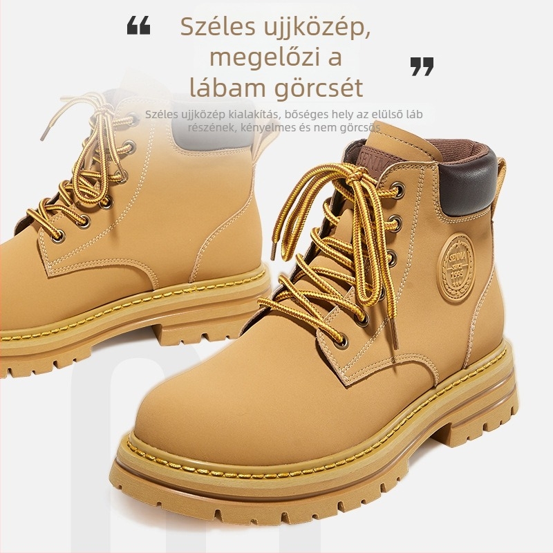 Férfi magas Martin bakancs télre, fleece bélés, felső rész keverék anyagokból, gumitalp, alacsony szár, fűző előre