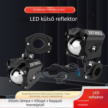 Motorkerékpár LED spot fény univerzális lencsével, 12-36V, 60W (pár), alumíniumötvözet + PC, fedéllel, MK3