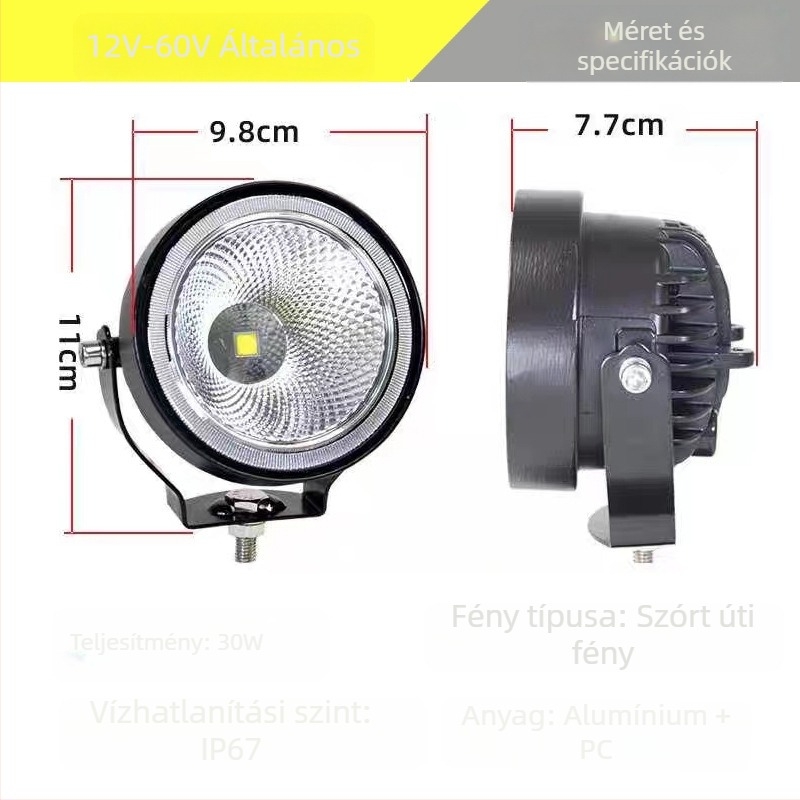 LED autó lámpák, IP67 vízálló, 12-50V, 30W, 3000 lm