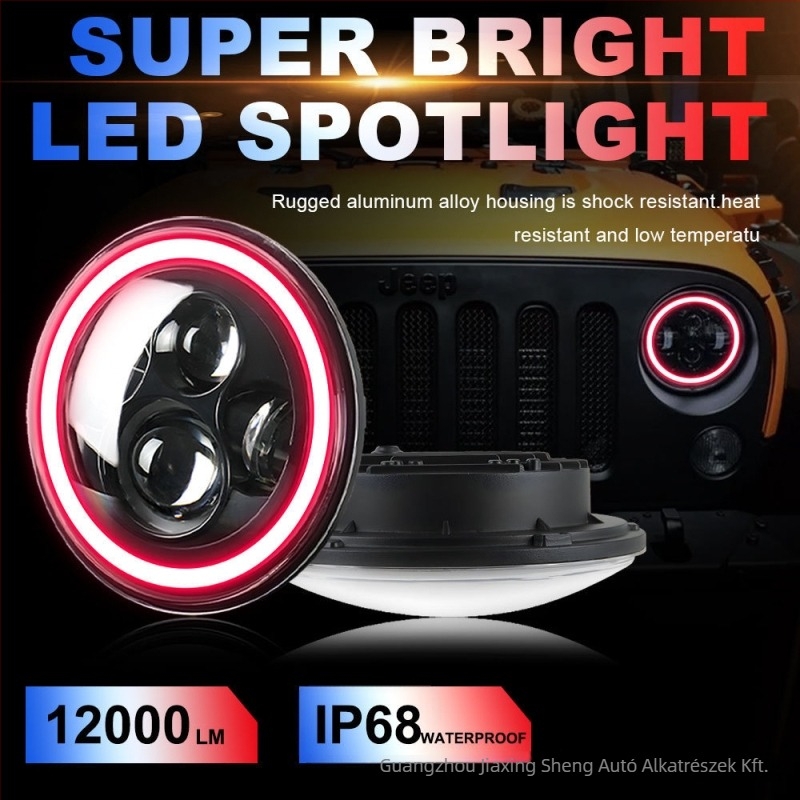 LED Wrangler lámpa Angel Eye és apertúra lencsével, alumínium ház, IP66, 12-48V, testreszabható