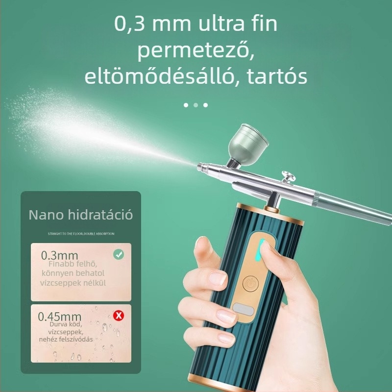 Koslang Hordozható oxigén-injektáló és nano permetező szépségápoló készülék, magas nyomású, újratölthető akkumulátor 800–1000 mAh, otthoni használatra
