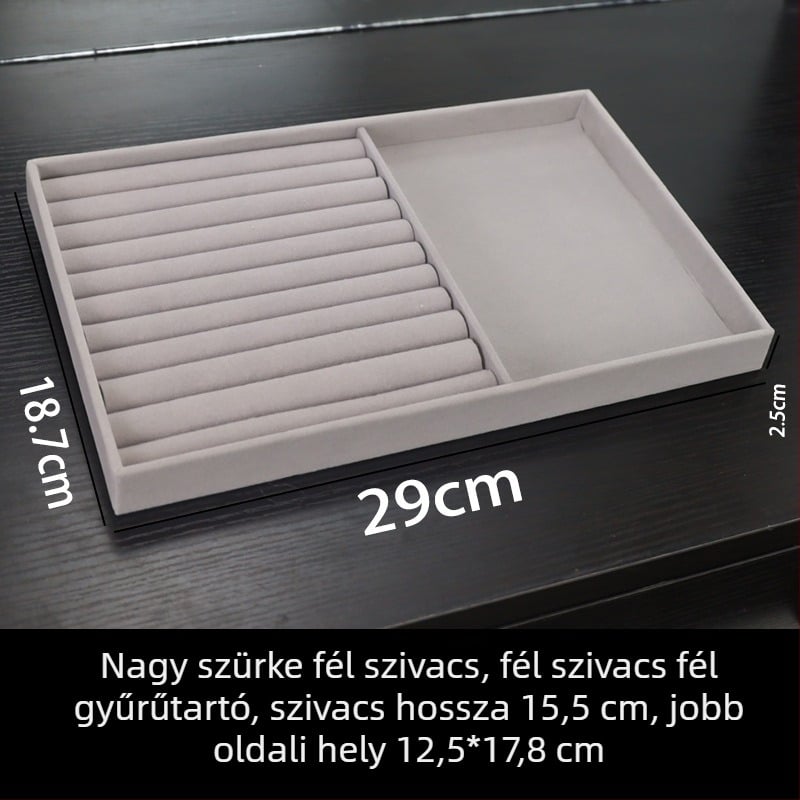 12 rekeszes gyűrűtál, asztali ékszer rendező, pamutvászon anyag, 1 réteg