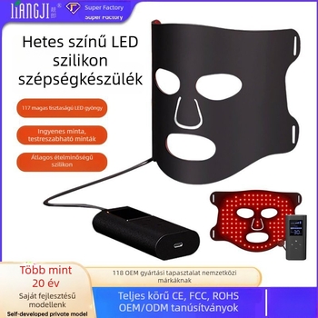 LED szilikon arcmaska spektrális infravörös fénnyel, otthoni használatra — bőrfelgyorsítás és vörös fény terápia, 3 szint + 4. üzemmód