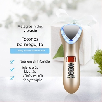 Kézi arckészülék forró/hideg terápiával, bőrmegújítás, víz‑fény infúzió, beépített akkumulátor 1000–1200 mAh, hordozható, otthoni használatra