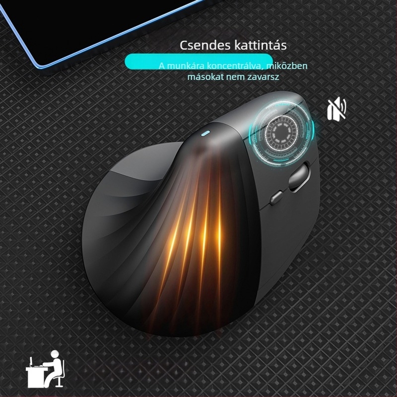 V30 függőleges ergonómikus vezeték nélküli egér Bluetooth és 2,4 GHz kettős módú, 1600 DPI, 6 gomb, 10 m hatótávolság
