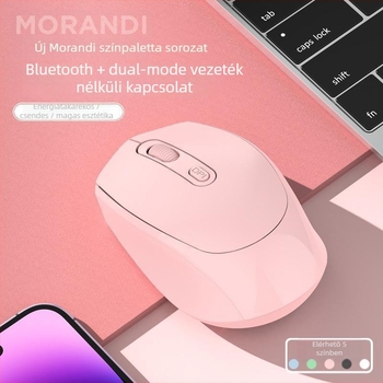 Vezeték nélküli Bluetooth optikai egér laptophoz, újratölthető, duál-mód 2.4G/Bluetooth, hangtalan, 1600 DPI, 4 gomb