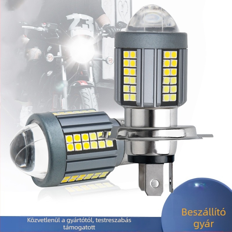 LED motorkerékpár fényszóró lencsés H4/Ba20d – alumínium, 25W, 12–80V, 5000 lm, IP67