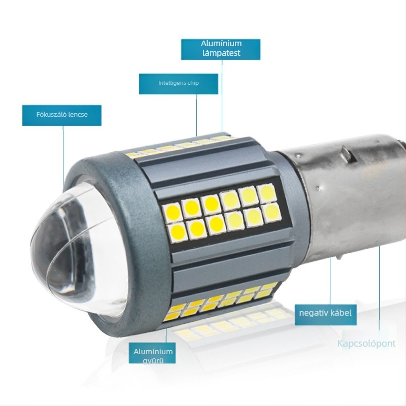 LED motorkerékpár fényszóró lencsés H4/Ba20d – alumínium, 25W, 12–80V, 5000 lm, IP67
