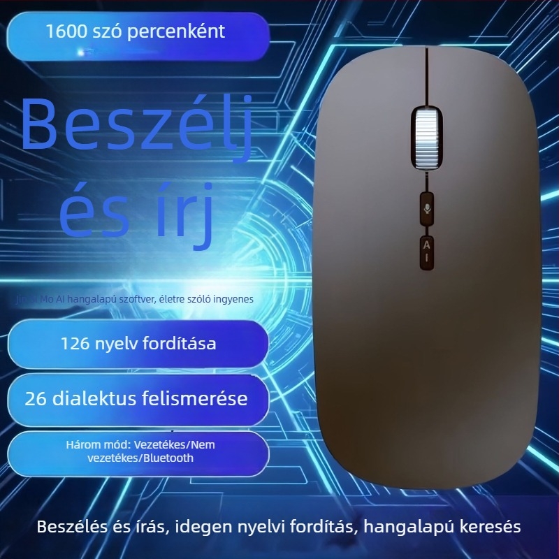 Optikai vezeték nélküli egér Bluetooth/2.4G kettős móddal, 1600 DPI, 5 gomb, ergonomikus, kompatibil laptophoz, beépített újratölthető akkumulátor