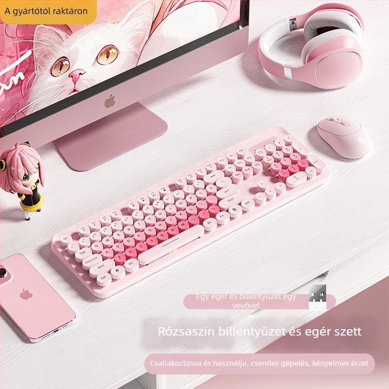 K73 vezeték nélküli billentyűzet és egér készlet, 104 gomb, 2.4G vezeték nélküli, 1600dpi optikai érzékelő, Plug and Play, ergonikus kialakítás