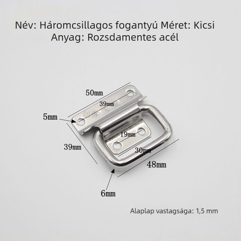 Rozsdamentes acél fogantyú szekrényhez/dobozhoz, gyűrűvel, hegesztés, modern minimál stílus, modell 20180614